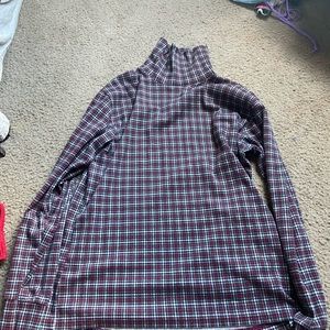 vintage long sleeve plaid turtle neck